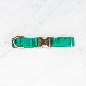 Emerald Green Velvet Handmade Dog Collar