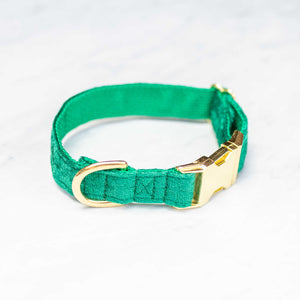 Emerald Green Velvet Handmade Dog Collar