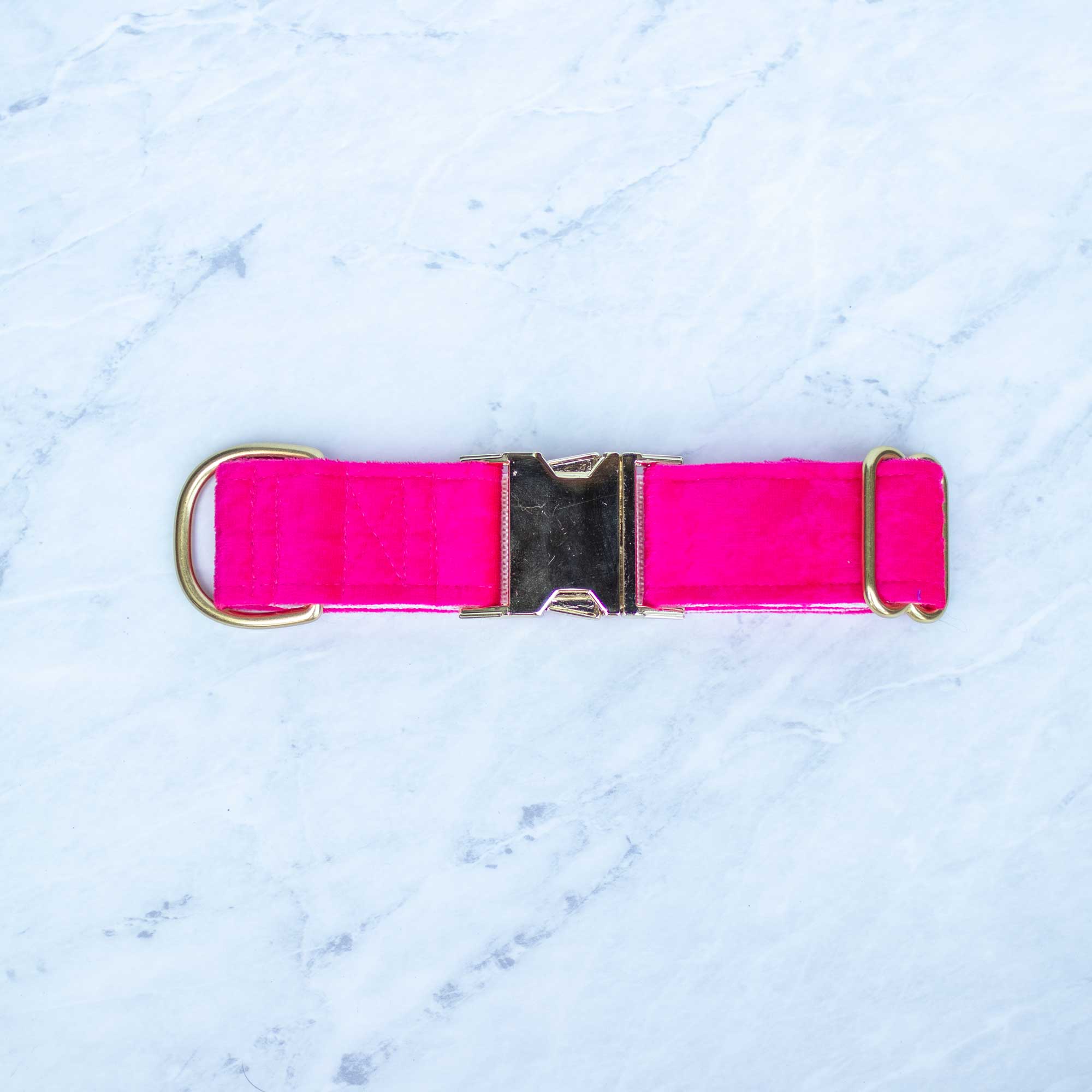 Hot Pink Velvet Handmade Dog Collar