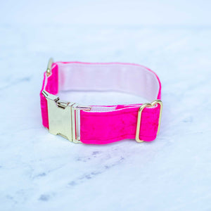 Hot Pink Velvet Handmade Dog Collar