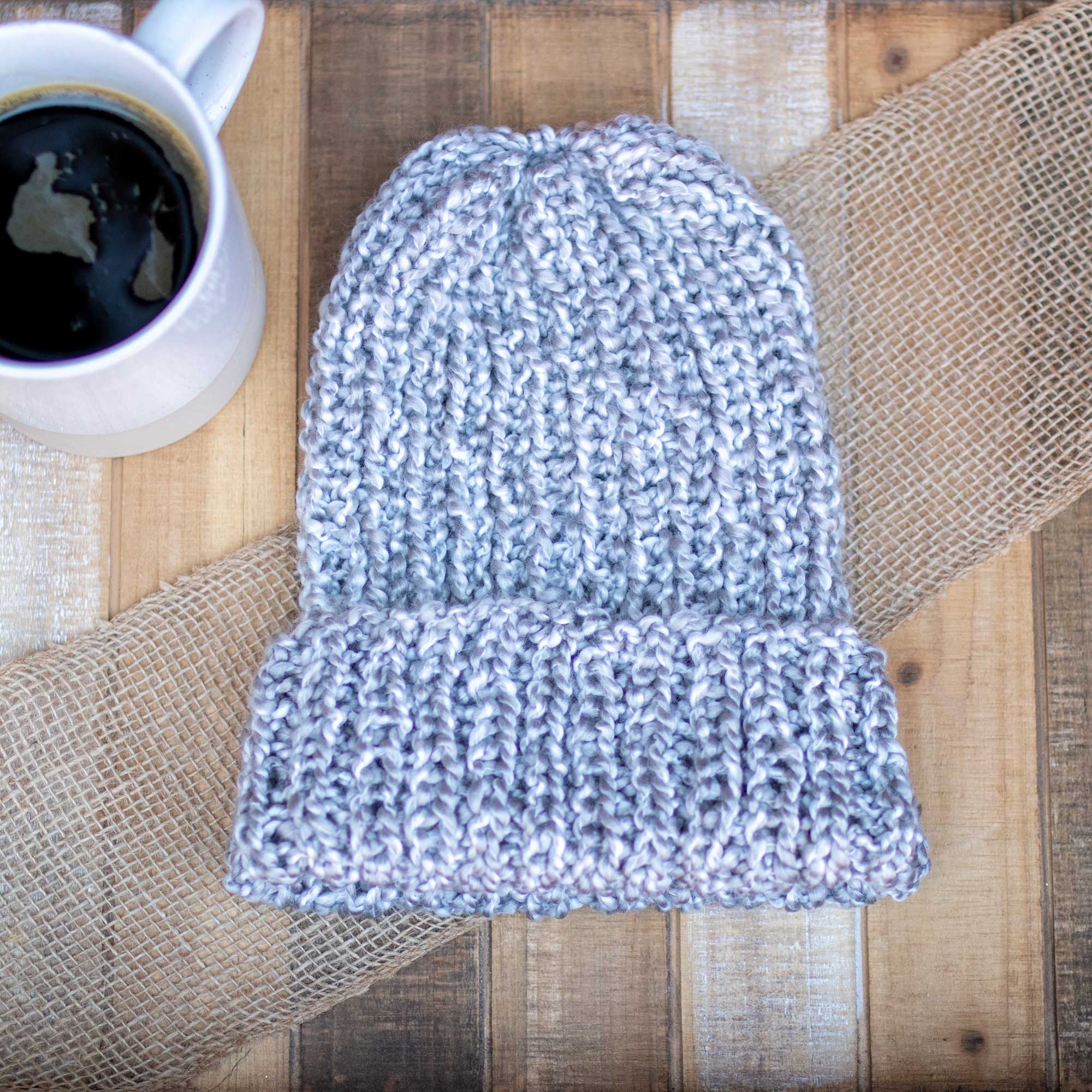 Hand-Knitted Slouchy Beanie - Cloud Grey