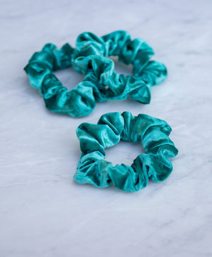 Azure Velvet Scrunchie Hair Tie