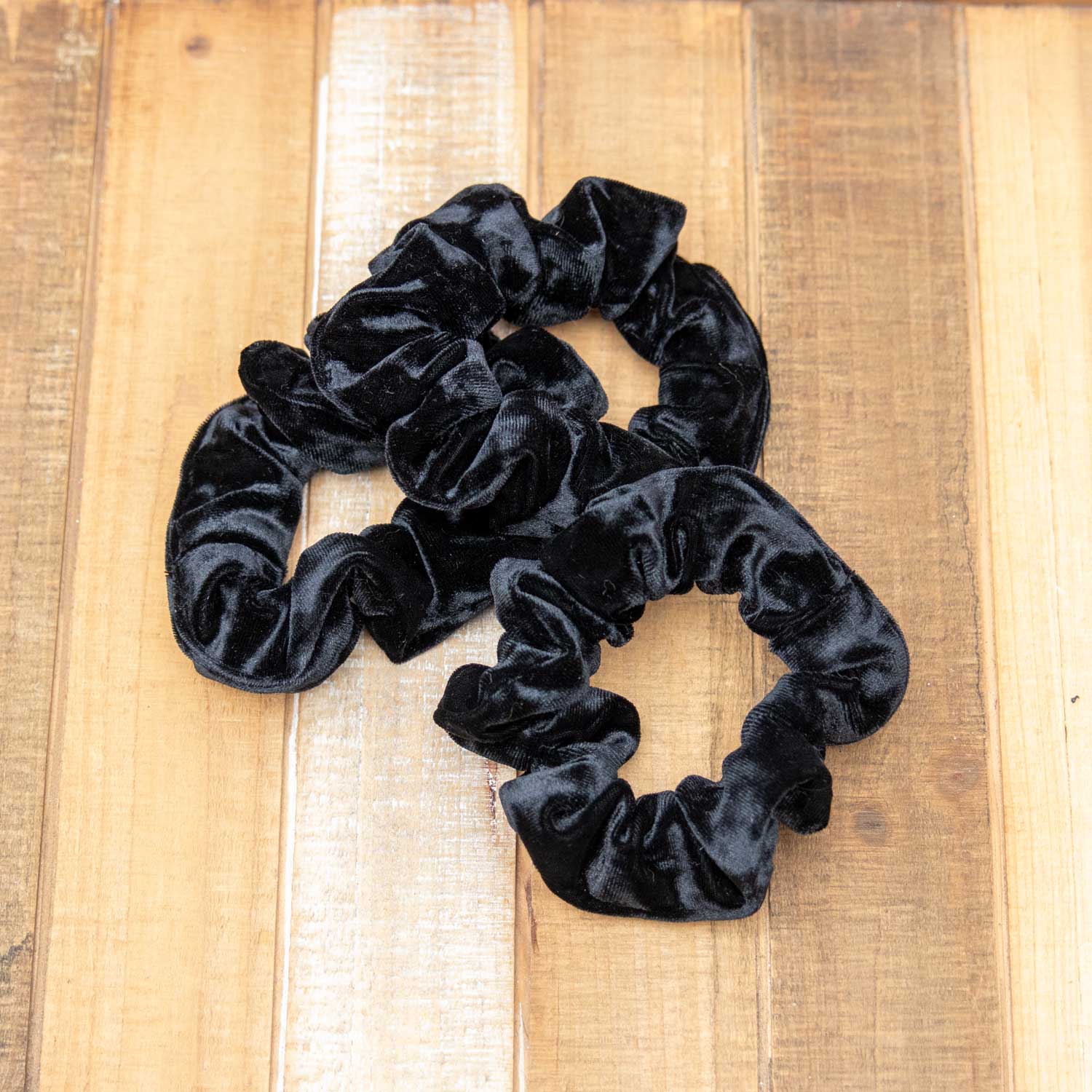 Inky Black Velvet Scrunchie Hair Tie