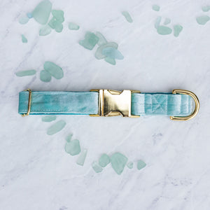 Sea Glass Velvet Handmade Dog Collar