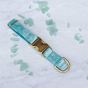 Sea Glass Velvet Handmade Dog Collar