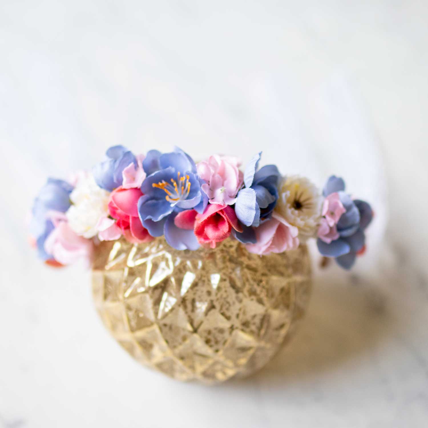 Blue/Pink Wire Flower Crown (Small)
