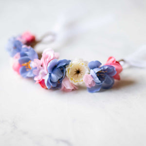 Blue/Pink Wire Flower Crown (Small)