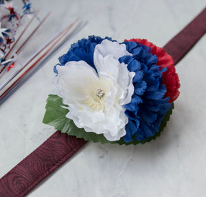 Large Red White Blue: Collar Flower Accessory