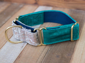 Two-Toned Velvet Handmade Dog Collar