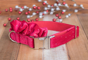 Holiday Sparkle (Red) Velvet Handmade Dog Collar