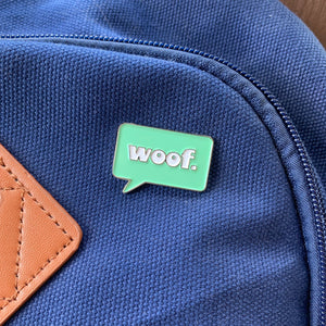 Retro "Woof" Pin