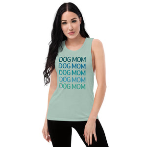 'DOG MOM' Ladies’ Muscle Tank (Blue Ombre)